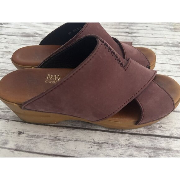 Dansko Suede Leather Slip On Wedge Clogs Women’s US 8.5 Purple Mauve - Picture 2 of 13